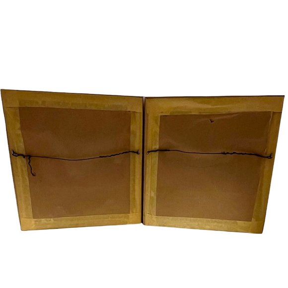 2 Vintage Needlepoint Boy Butterfly Girl Duck Gold Framed Wall Hangings 10" - Picture 2 of 7